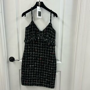 Chanel Black White & Red Tweed Dress size 6